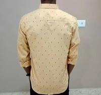 Peter Europe Men's Beige Cotton Printed Long Sleeves Regular Fit Casual Shirt - Yellow Orange, S