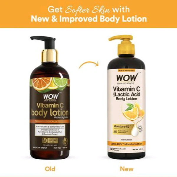 Wow Skin Science WOW Skin Science Vitamin C Body Lotion - Non Sticky & Non Greasy - Moisturising & Smoothening Care - with Vitamin C, Kakadu Plum - No Mineral Oil, Silicones & Color - 400mL