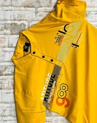 MENS PRINTED HENLEY NECK T-SHIRT PREMIUM QUALITY CASUAL WEAR - M, Blue