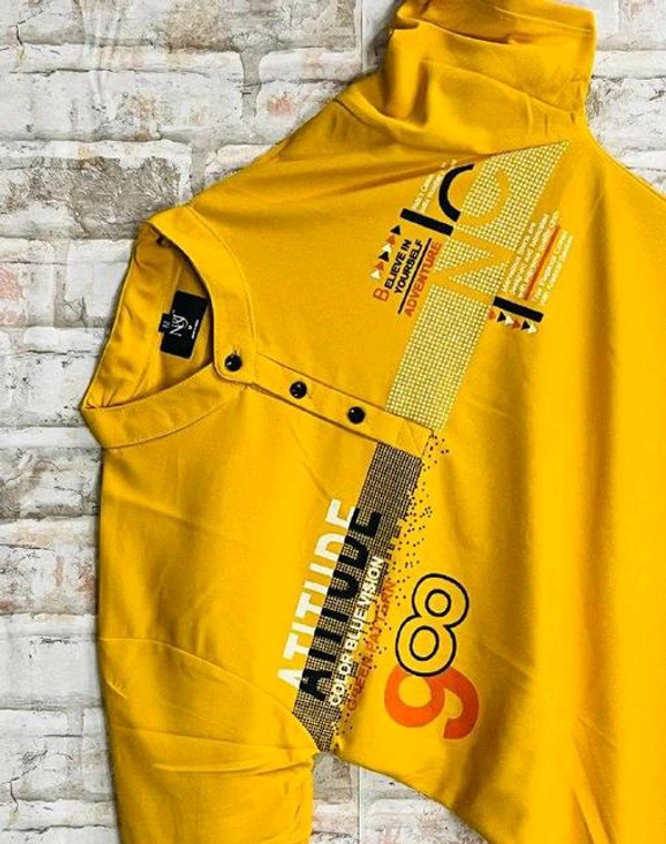 MENS PRINTED HENLEY NECK T-SHIRT PREMIUM QUALITY CASUAL WEAR - M, Blue