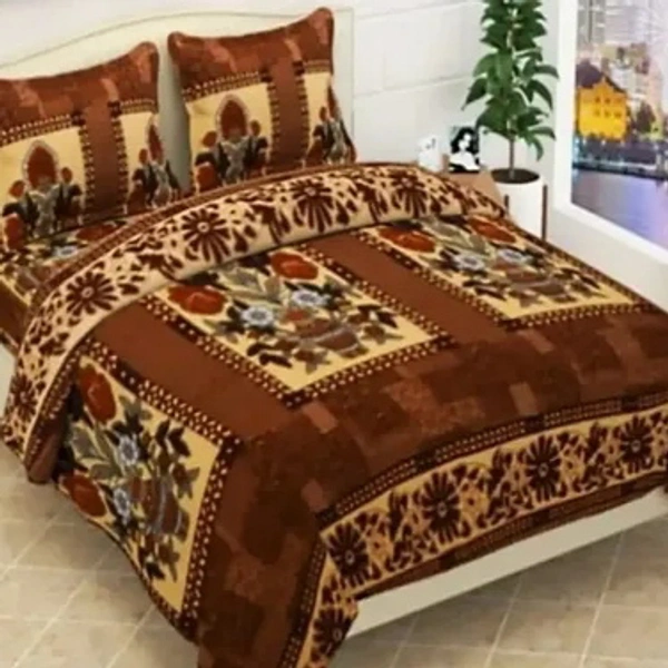 Woolen Bedsheet with two large Pillow cover - Brown
