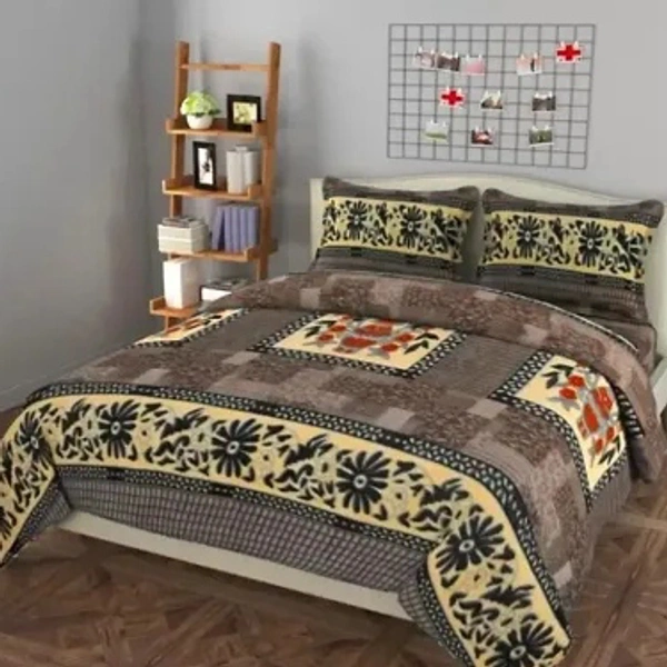 Woolen Bedsheet with two large Pillow cover - Brown