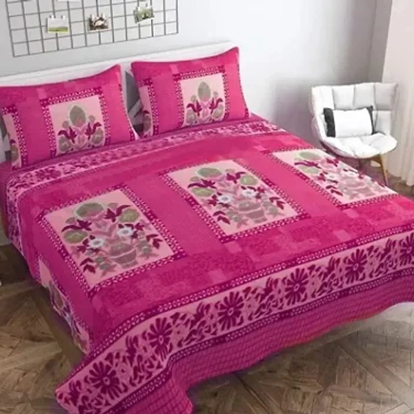 Woolen Bedsheet with two large Pillow cover - Tickle Me Pink