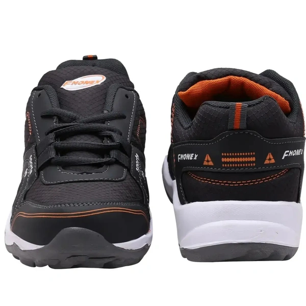 Dark Gray Orange Lace Up Running Shoes - Euro 44