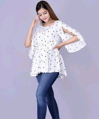 Rihan Fab Women Ethnic Dress for the Western wear style | Comfort Style | Full Flare, Frock_Top,Kurti_Top - White, L