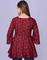 Rihan Fab Women Ethnic Dress for the Western wear style | Comfort Style | Full Flare, Frock_Top,Kurti_Top - Maroon, XL