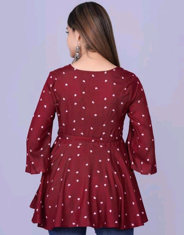 Rihan Fab Women Ethnic Dress for the Western wear style | Comfort Style | Full Flare, Frock_Top,Kurti_Top - Maroon, XXL