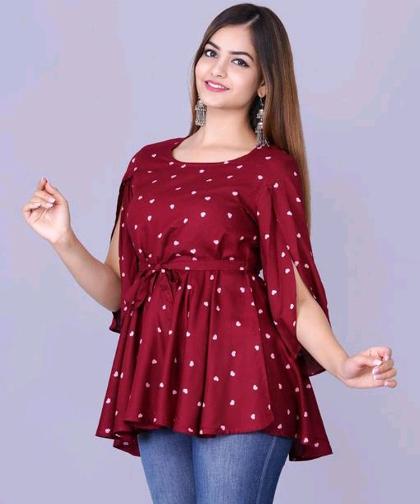Rihan Fab Women Ethnic Dress for the Western wear style | Comfort Style | Full Flare, Frock_Top,Kurti_Top - Maroon, XXL