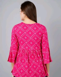 Rihan Fab Women Ethnic Dress for the Western wear style | Comfort Style | Full Flare, Frock_Top,Kurti_Top - Pink Flamingo, XXL
