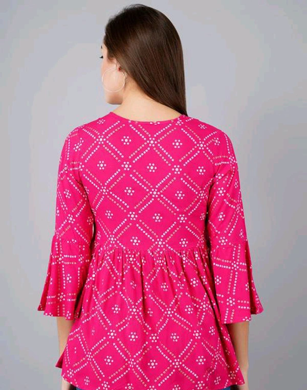 Rihan Fab Women Ethnic Dress for the Western wear style | Comfort Style | Full Flare, Frock_Top,Kurti_Top - Pink Flamingo, XXL