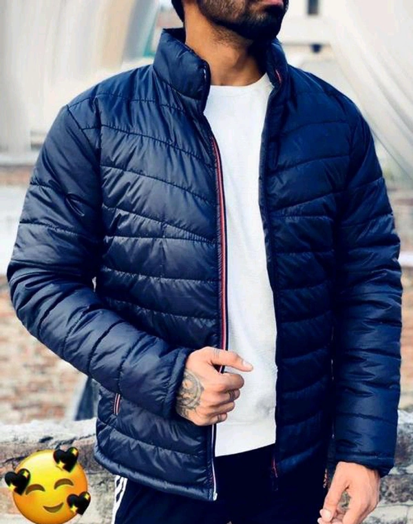 Eddicted Men's Solid  Jackets - XL, Navy Blue