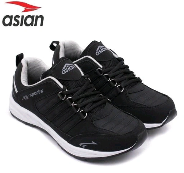 Asian  ASIAN Men's COSCO Black Sports Running Walking & Gym LIghtWeight Stylish Shoes for Boys & Men - Black, IND 6