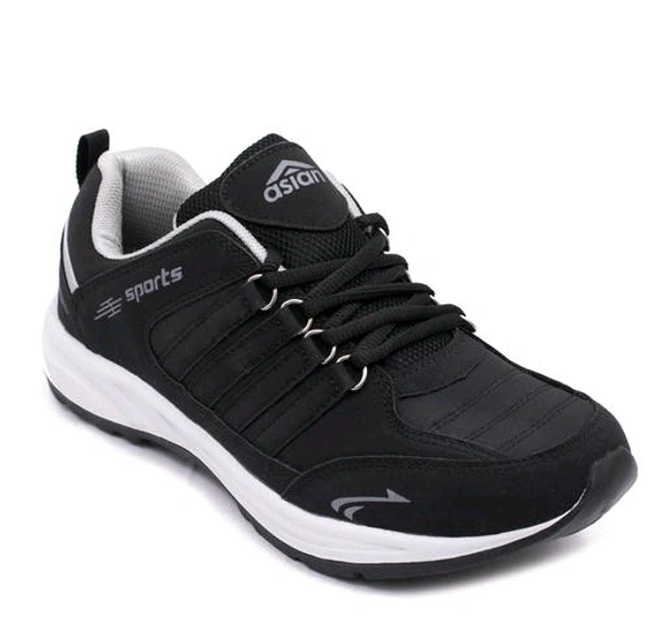 Asian  ASIAN Men's COSCO Black Sports Running Walking & Gym LIghtWeight Stylish Shoes for Boys & Men - Black, IND 6