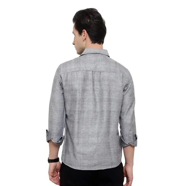 Latest Chikan Men's Solid Regular Fit Full Sleeve Cotton Casual/Formal Shirt - Gray, XL
