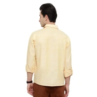 Latest Chikan Men's Solid Regular Fit Full Sleeve Cotton Casual/Formal Shirt - Yellow, M