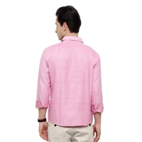 Latest Chikan Men's Solid Regular Fit Full Sleeve Cotton Casual/Formal Shirt - Pink Lace, L