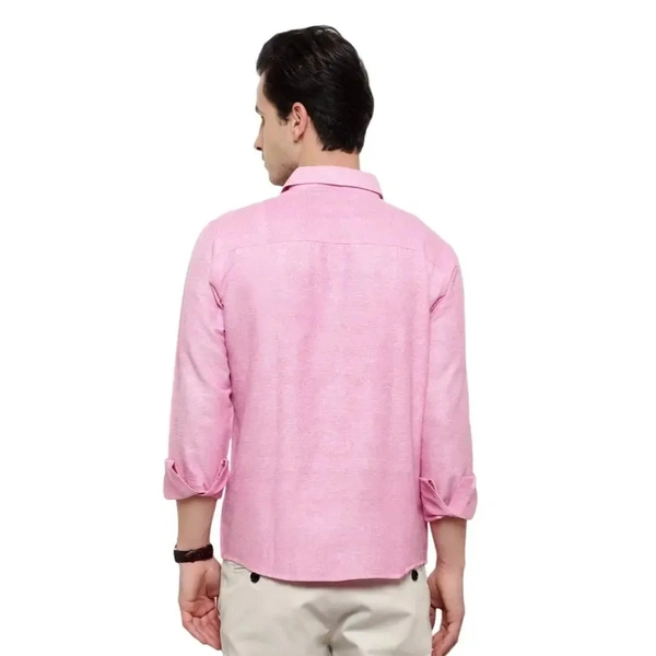 Latest Chikan Men's Solid Regular Fit Full Sleeve Cotton Casual/Formal Shirt - Pink Lace, L