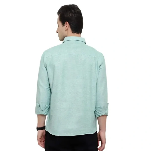 Latest Chikan Men's Solid Regular Fit Full Sleeve Cotton Casual/Formal Shirt - M, Green