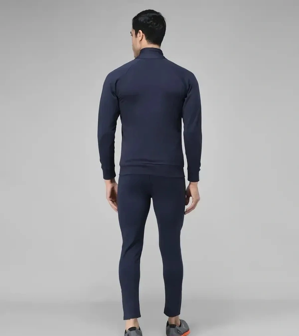 Stylish Fancy Cotton Blend Solid Regular Fit Tracksuit For Men - Blue, L