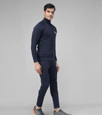 Stylish Fancy Cotton Blend Solid Regular Fit Tracksuit For Men - Blue, XL