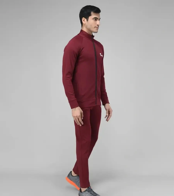 Stylish Fancy Cotton Blend Solid Regular Fit Tracksuit For Men - Maroon, M