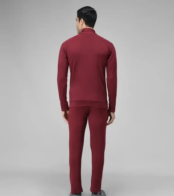 Stylish Fancy Cotton Blend Solid Regular Fit Tracksuit For Men - Maroon, M