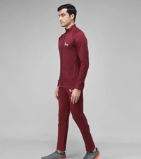 Stylish Fancy Cotton Blend Solid Regular Fit Tracksuit For Men - Maroon, L