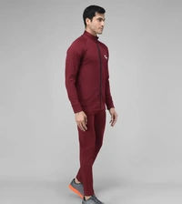 Stylish Fancy Cotton Blend Solid Regular Fit Tracksuit For Men - Maroon, L