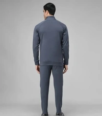Stylish Fancy Cotton Blend Solid Regular Fit Tracksuit For Men - Gray, XL
