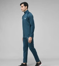 Stylish Fancy Cotton Blend Solid Regular Fit Tracksuit For Men - Blue, M