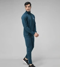 Stylish Fancy Cotton Blend Solid Regular Fit Tracksuit For Men - Blue, M