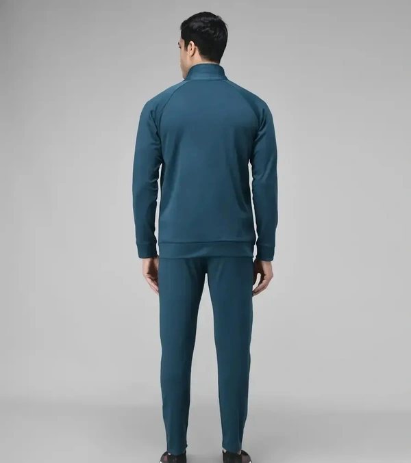 Stylish Fancy Cotton Blend Solid Regular Fit Tracksuit For Men - Blue, M