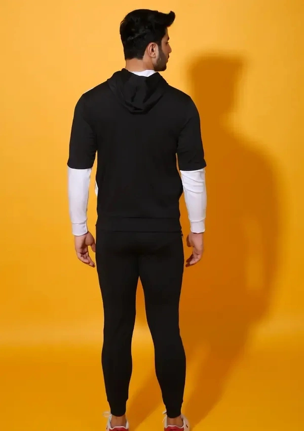 Stylish Fancy Cotton Blend Tracksuit For Men - White, M