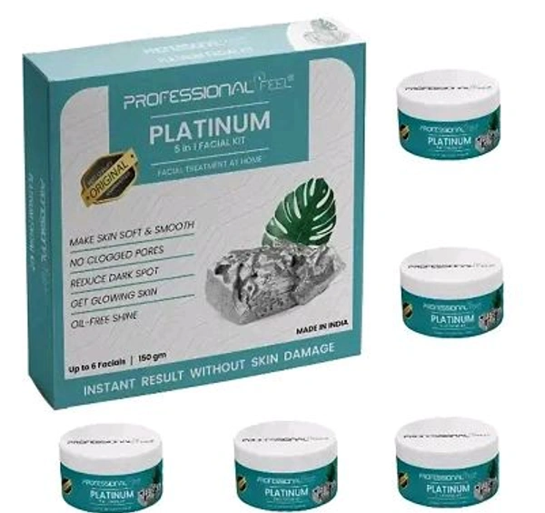 Professional Feel Facialkit 5 in 1, Instant Result Without Skin Damage, All Skin Type, Mens And Women, (150g) - Gold
