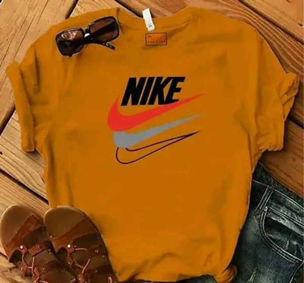 Nike Party Wear Cotton T-Shirt - Yellow, XL