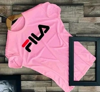 FILA Pure Heart | Elegance Stylish F I L A Printed Tshirt Round Neck Unisex Polyester | Lycra T-shirt for Men And Women - Gray, S