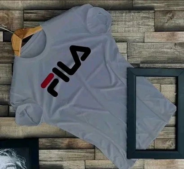 FILA Pure Heart | Elegance Stylish F I L A Printed Tshirt Round Neck Unisex Polyester | Lycra T-shirt for Men And Women - Gray, XL,