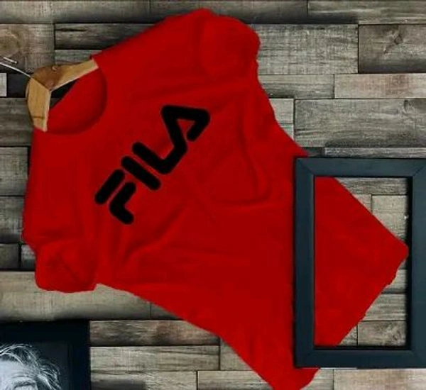 FILA Pure Heart | Elegance Stylish F I L A Printed Tshirt Round Neck Unisex Polyester | Lycra T-shirt for Men And Women - Red, M