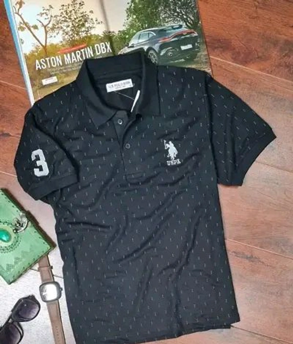 USPA Cotton Blend Polos For Men - Navy Blue, M