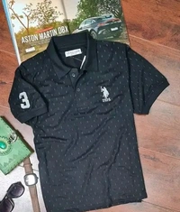 USPA Cotton Blend Polos For Men - Navy Blue, XL