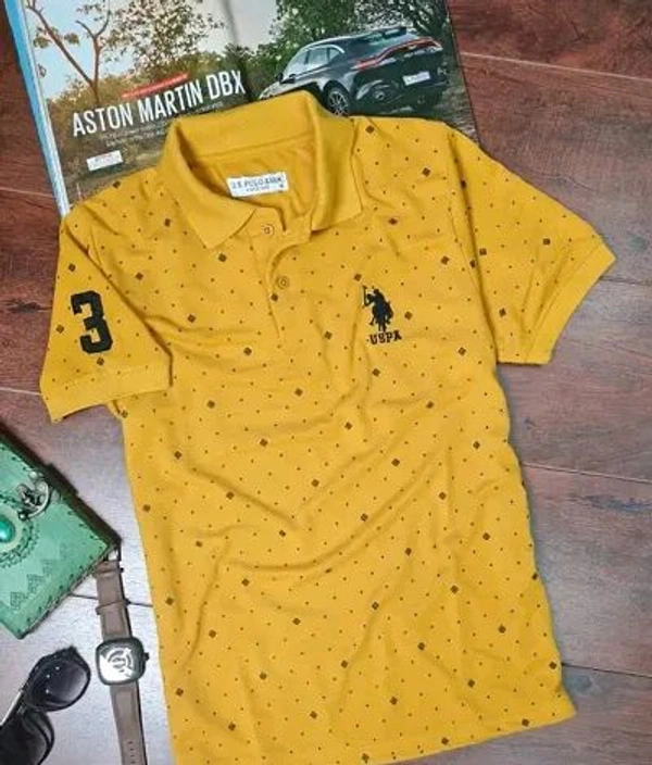 USPA Cotton Blend Polos For Men - Navy Blue, XL