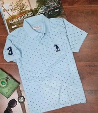 USPA Cotton Blend Polos For Men - Navy Blue, XL