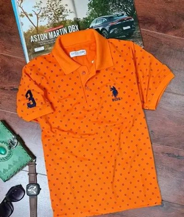 USPA Cotton Blend Polos For Men - Web Orange, M