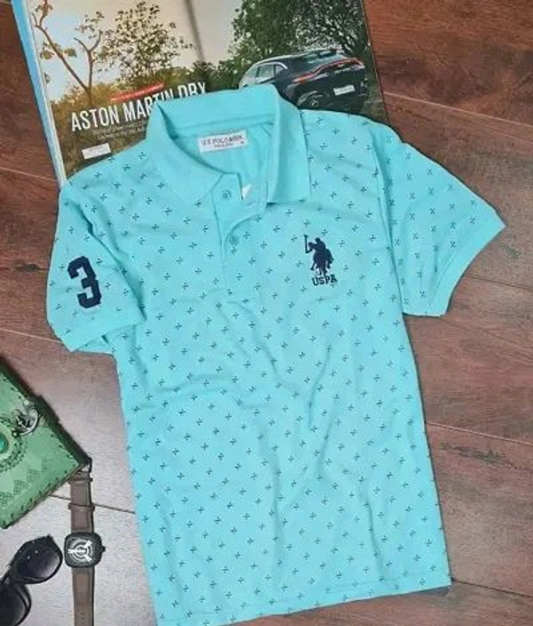 USPA Cotton Blend Polos For Men - Royal Blue, XXL