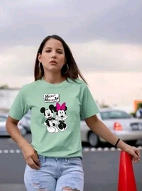 Cotton Printed Women Round Neck T-Shirts - Lavender Rose, S