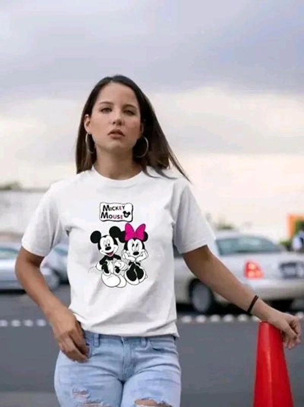 Cotton Printed Women Round Neck T-Shirts - Lavender Rose, S