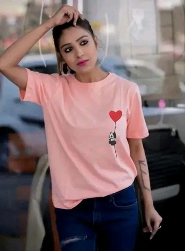 Cotton Printed Women Round Neck T-Shirts - Lavender Rose, XXL