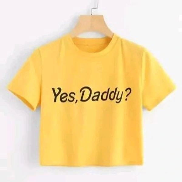 Yes Daddy Printed Cotton Crop For Ladies - White, S