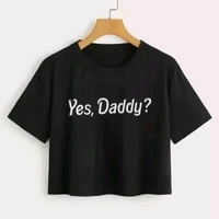 Yes Daddy Printed Cotton Crop For Ladies - White, S