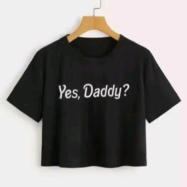 Yes Daddy Printed Cotton Crop For Ladies - Black, S